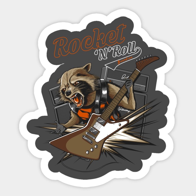 Rocket and Roll Sticker by RedBug01